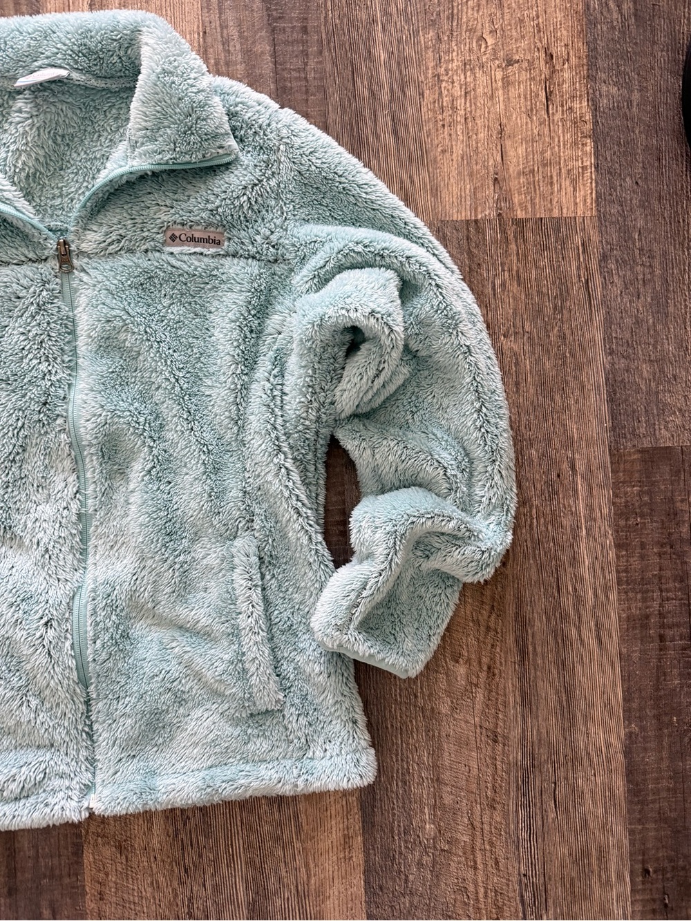 Columbia Light Mint Green Sherpa Fireside II Full Zip Sherpa Fleece Jacket SZ L - Picture 4 of 12